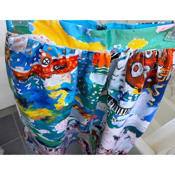 Alice + Olivia Basquiat Unbreakable Print Tina Maxi Skirt Blue Doodle Paint 2 - Picture 7 of 12